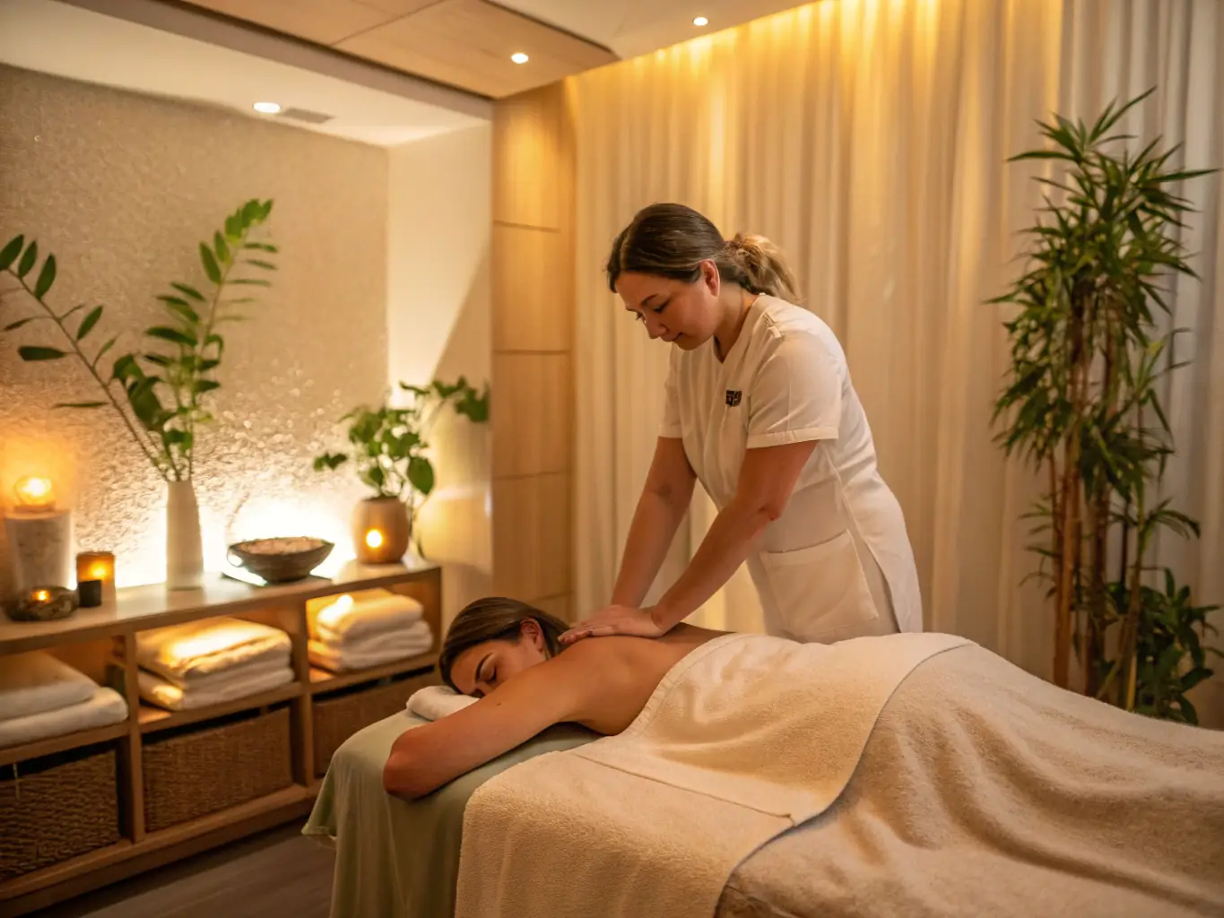A person receiving a relaxing massage at Széchenyi Thermal Bath.